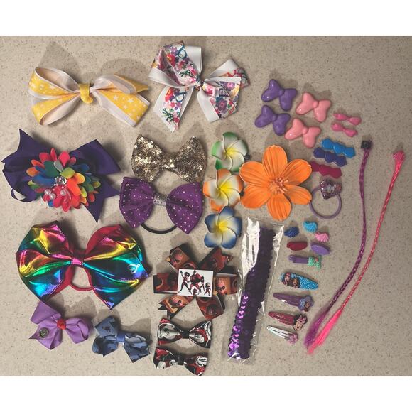Little Girls Hair Accessory Lot, Bows Clips Bands & Barrettes, Fancy Fun Joy - Picture 3 of 12